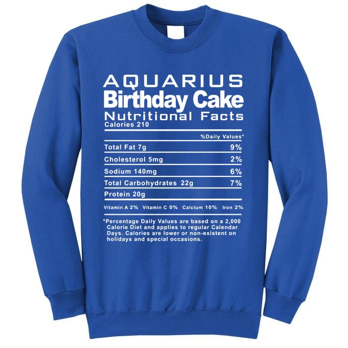 Aquarius Birthday Cake Nutrition Facts Gift Tall Sweatshirt