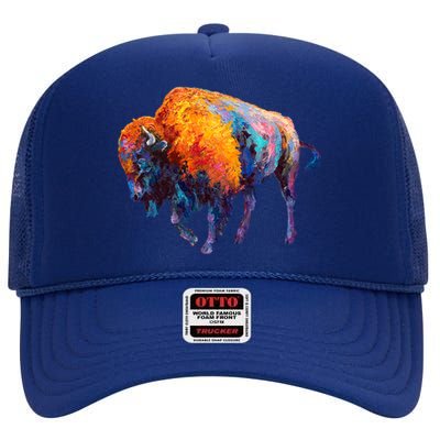 American Buffalo Cute Gift Buffalo Cute Gift American Bison Cute Gift Meaningful High Crown Mesh Back Trucker Hat