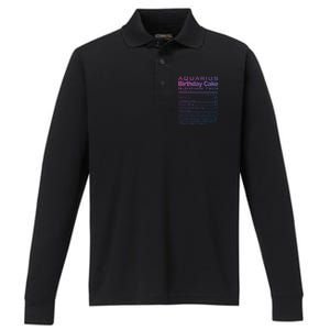 Aquarius Birthday Cake Nutrition Facts Gift Performance Long Sleeve Polo