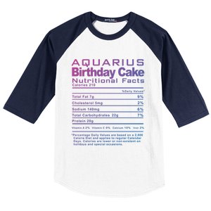 Aquarius Birthday Cake Nutrition Facts Gift Baseball Sleeve Shirt