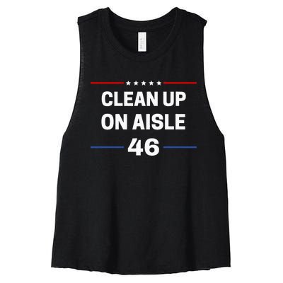 Anti Biden Clean Up On Aisle 46 Impeach Biden Political Women's Racerback Cropped Tank