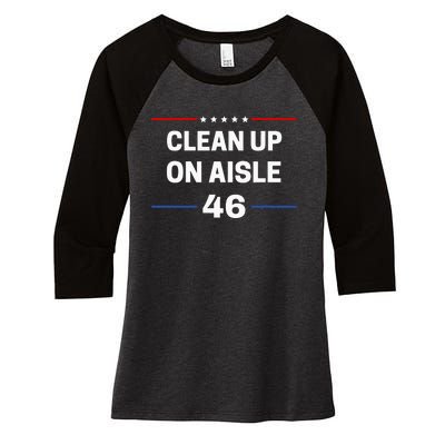 Anti Biden Clean Up On Aisle 46 Impeach Biden Political Women's Tri-Blend 3/4-Sleeve Raglan Shirt