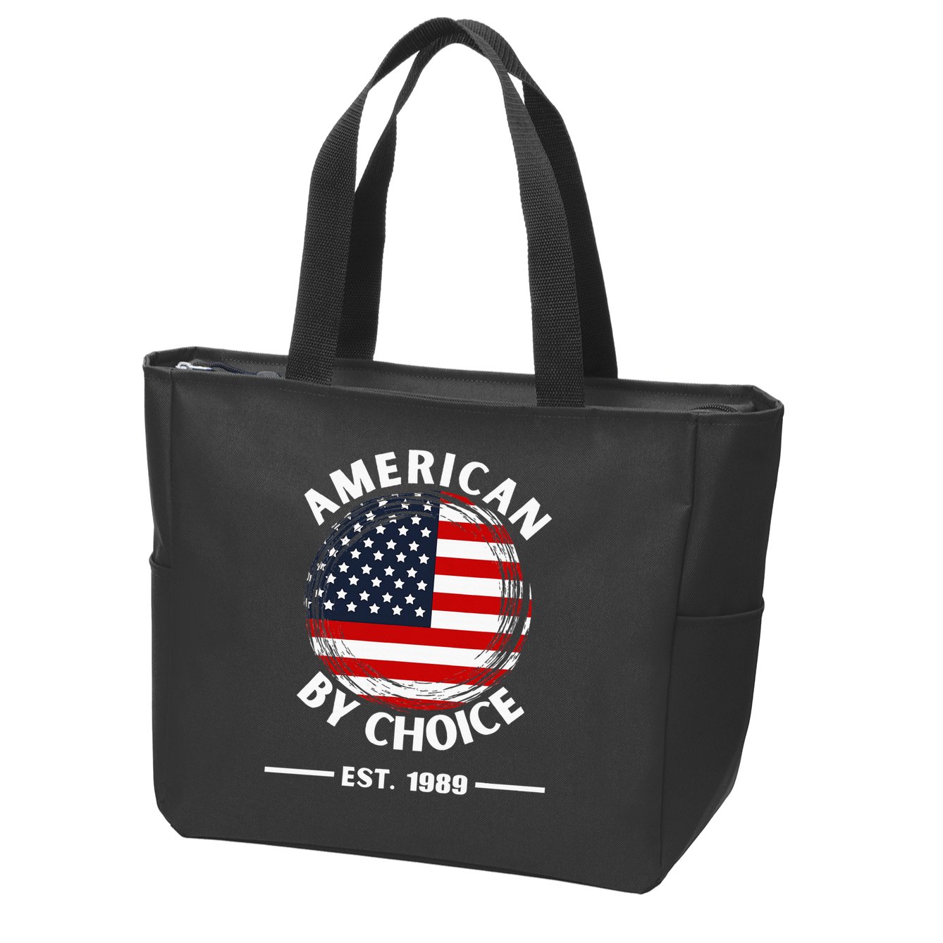 American By Choice Est 1989 Zip Tote Bag