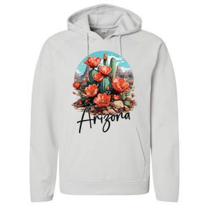 Arizona Blooming Cactus Flowers Love State Of Arizona Cute Performance Fleece Hoodie