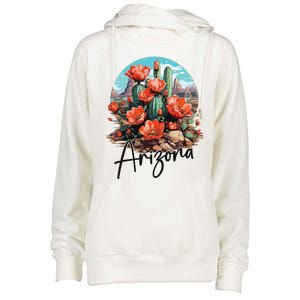 Arizona Blooming Cactus Flowers Love State Of Arizona Cute Womens Funnel Neck Pullover Hood