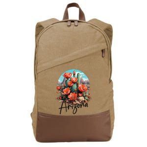 Arizona Blooming Cactus Flowers Love State Of Arizona Cute Cotton Canvas Backpack