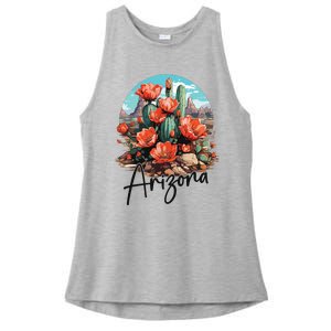 Arizona Blooming Cactus Flowers Love State Of Arizona Cute Ladies PosiCharge Tri-Blend Wicking Tank