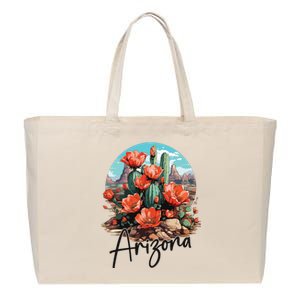 Arizona Blooming Cactus Flowers Love State Of Arizona Cute Cotton Canvas Jumbo Tote