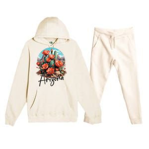 Arizona Blooming Cactus Flowers Love State Of Arizona Cute Premium Hooded Sweatsuit Set