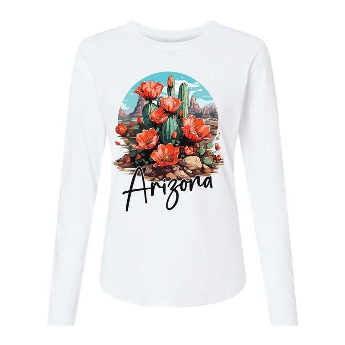 Arizona Blooming Cactus Flowers Love State Of Arizona Cute Womens Cotton Relaxed Long Sleeve T-Shirt