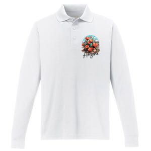 Arizona Blooming Cactus Flowers Love State Of Arizona Cute Performance Long Sleeve Polo