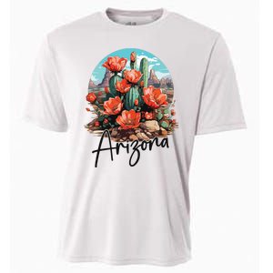 Arizona Blooming Cactus Flowers Love State Of Arizona Cute Cooling Performance Crew T-Shirt