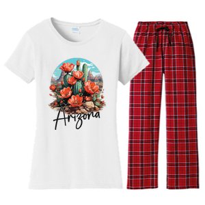 Arizona Blooming Cactus Flowers Love State Of Arizona Cute Women's Flannel Pajama Set