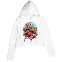 Arizona Blooming Cactus Flowers Love State Of Arizona Cute Crop Fleece Hoodie