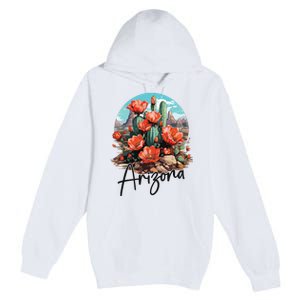 Arizona Blooming Cactus Flowers Love State Of Arizona Cute Premium Pullover Hoodie