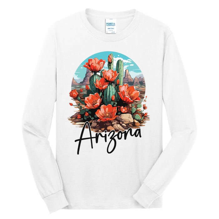 Arizona Blooming Cactus Flowers Love State Of Arizona Cute Tall Long Sleeve T-Shirt