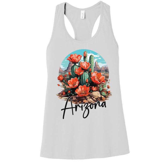 Arizona Blooming Cactus Flowers Love State Of Arizona Cute Women's Racerback Tank