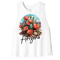 Arizona Blooming Cactus Flowers Love State Of Arizona Cute Women's Racerback Cropped Tank