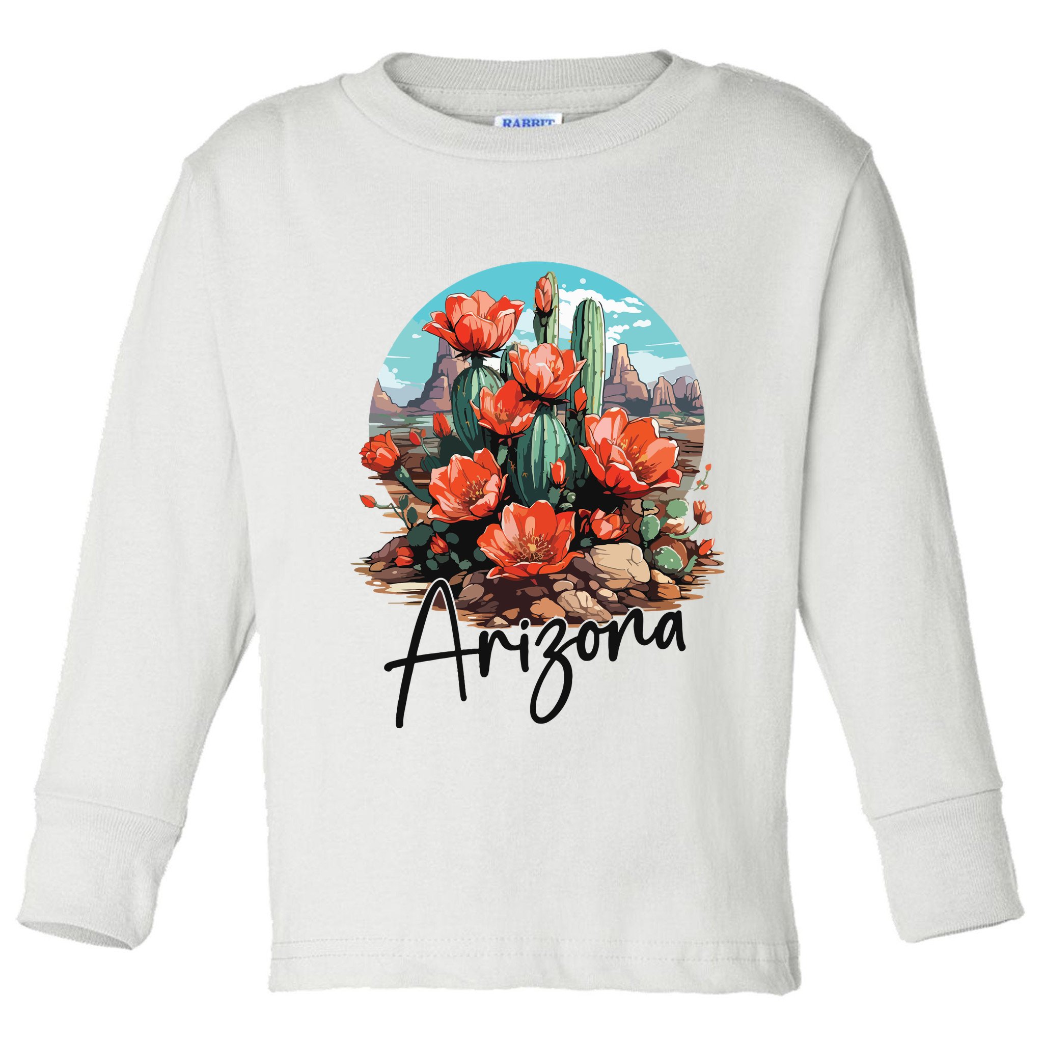 Arizona Blooming Cactus Flowers Love State Of Arizona Cute Toddler Long Sleeve Shirt