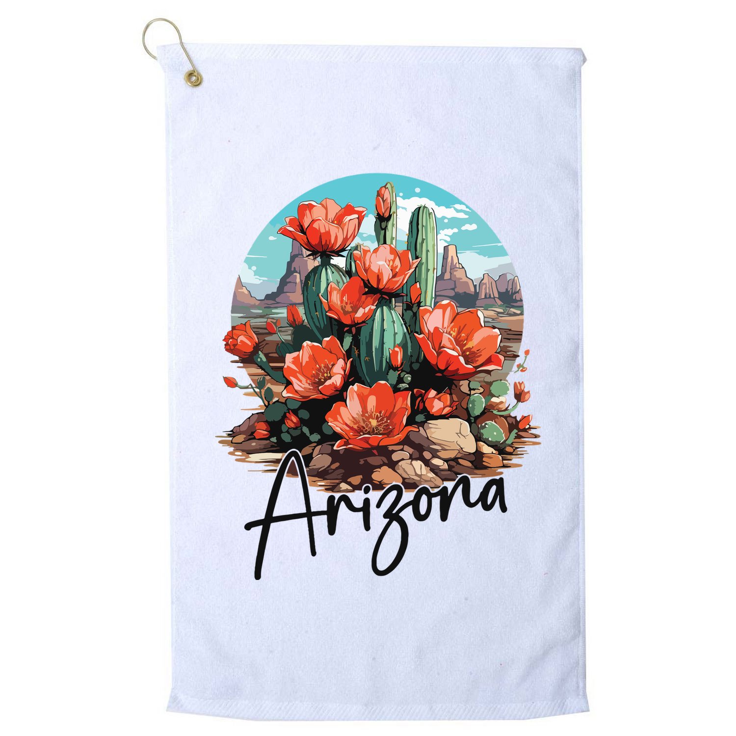 Arizona Blooming Cactus Flowers Love State Of Arizona Cute Golf Towel