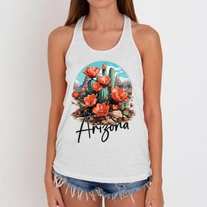 Arizona Blooming Cactus Flowers Love State Of Arizona Cute Women's Knotted Racerback Tank