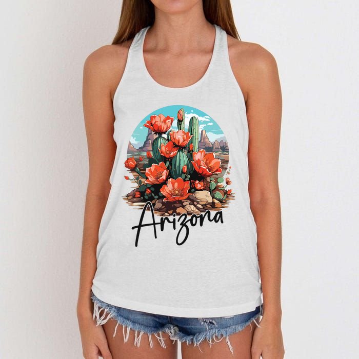 Arizona Blooming Cactus Flowers Love State Of Arizona Cute Women's Knotted Racerback Tank