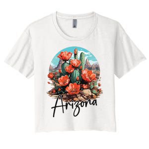 Arizona Blooming Cactus Flowers Love State Of Arizona Cute Women's Crop Top Tee