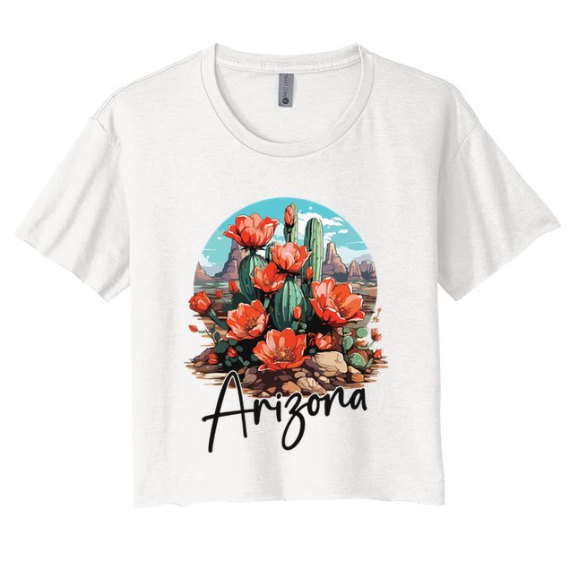 Arizona Blooming Cactus Flowers Love State Of Arizona Cute Crop Top