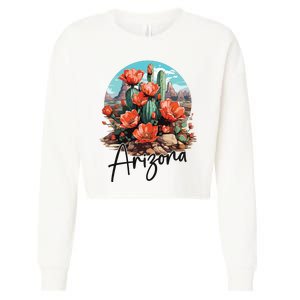 Arizona Blooming Cactus Flowers Love State Of Arizona Cute Cropped Pullover Crew