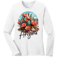 Arizona Blooming Cactus Flowers Love State Of Arizona Cute Ladies Long Sleeve Shirt