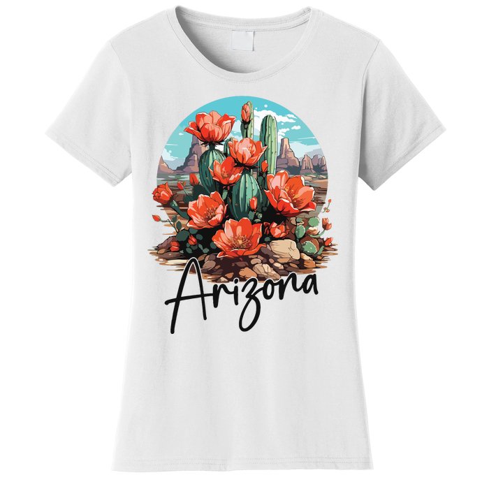 Arizona Blooming Cactus Flowers Love State Of Arizona Cute Women's T-Shirt