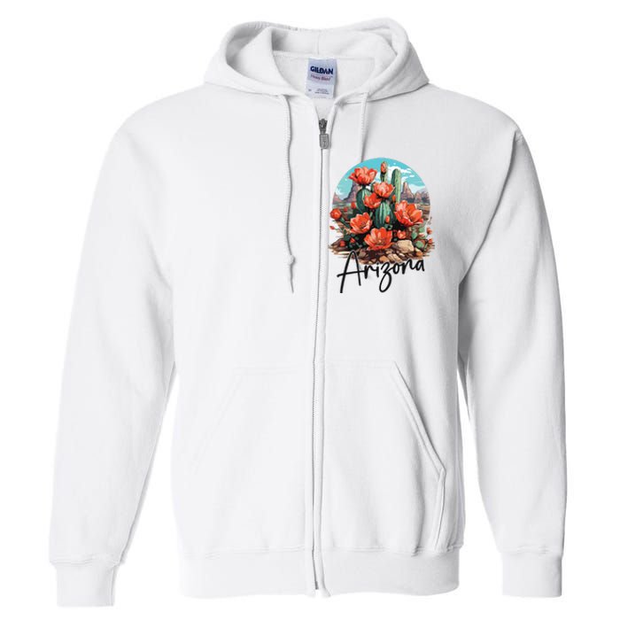 Arizona Blooming Cactus Flowers Love State Of Arizona Cute Full Zip Hoodie