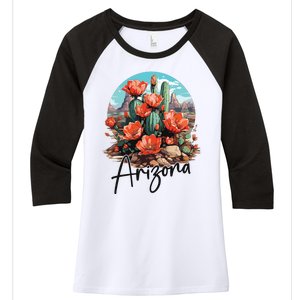 Arizona Blooming Cactus Flowers Love State Of Arizona Cute Women's Tri-Blend 3/4-Sleeve Raglan Shirt