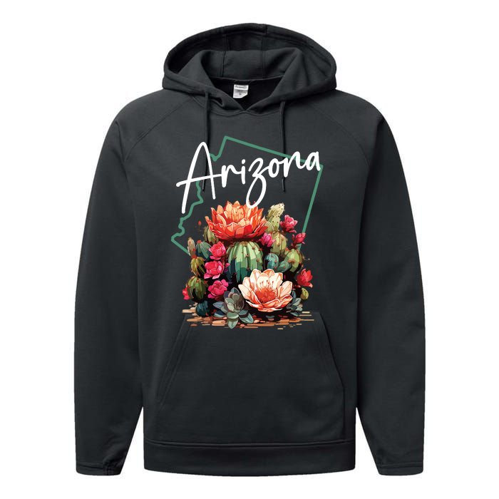 Arizona Blooming Cactus Flowers Love State Of Arizona Cute Performance Fleece Hoodie