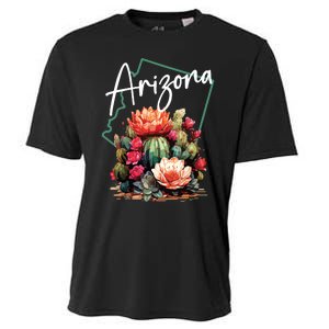 Arizona Blooming Cactus Flowers Love State Of Arizona Cute Cooling Performance Crew T-Shirt