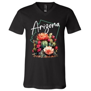 Arizona Blooming Cactus Flowers Love State Of Arizona Cute V-Neck T-Shirt