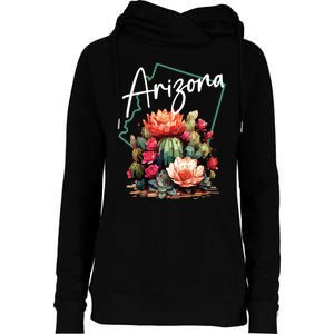 Arizona Blooming Cactus Flowers Love State Of Arizona Cute Womens Funnel Neck Pullover Hood