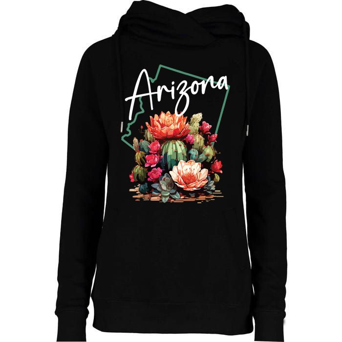 Arizona Blooming Cactus Flowers Love State Of Arizona Cute Womens Funnel Neck Pullover Hood