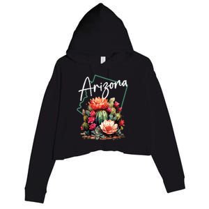 Arizona Blooming Cactus Flowers Love State Of Arizona Cute Crop Fleece Hoodie