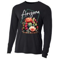 Arizona Blooming Cactus Flowers Love State Of Arizona Cute Cooling Performance Long Sleeve Crew