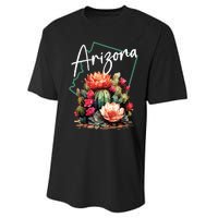 Arizona Blooming Cactus Flowers Love State Of Arizona Cute Performance Sprint T-Shirt