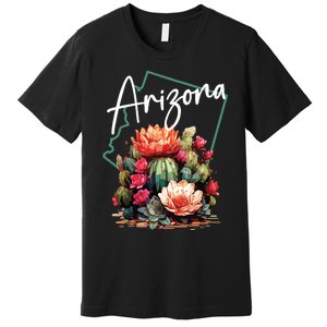 Arizona Blooming Cactus Flowers Love State Of Arizona Cute Premium T-Shirt