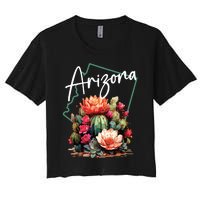 Arizona Blooming Cactus Flowers Love State Of Arizona Cute Women's Crop Top Tee