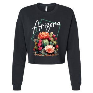 Arizona Blooming Cactus Flowers Love State Of Arizona Cute Cropped Pullover Crew