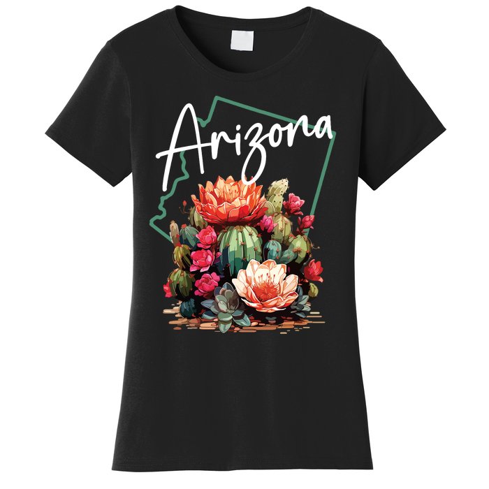 Arizona Blooming Cactus Flowers Love State Of Arizona Cute Women's T-Shirt