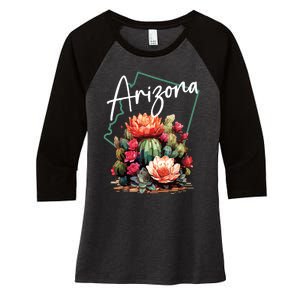 Arizona Blooming Cactus Flowers Love State Of Arizona Cute Women's Tri-Blend 3/4-Sleeve Raglan Shirt