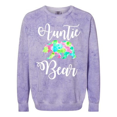 Auntie Bear Cute Funny Aunts Aunt Gift Niece Nephew Tee Gift Colorblast Crewneck Sweatshirt