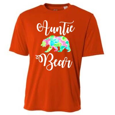 Auntie Bear Cute Funny Aunts Aunt Gift Niece Nephew Tee Gift Cooling Performance Crew T-Shirt