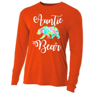 Auntie Bear Cute Funny Aunts Aunt Gift Niece Nephew Tee Gift Cooling Performance Long Sleeve Crew