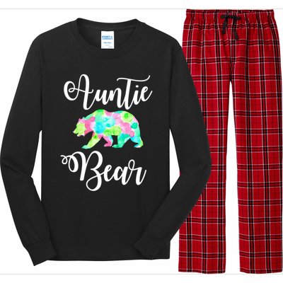 Auntie Bear Cute Funny Aunts Aunt Gift Niece Nephew Tee Gift Long Sleeve Pajama Set